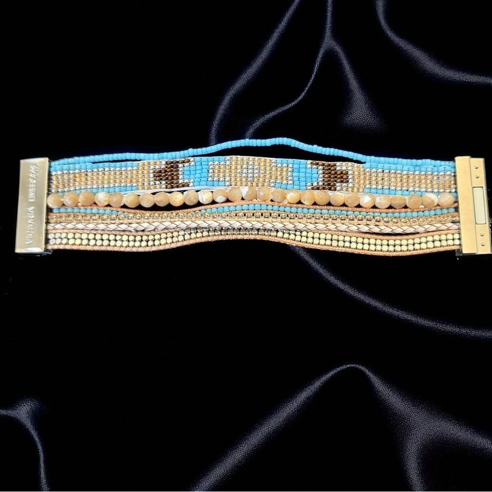 New Victoria Emerson 7 Strand Beaded Magnetic Closure Bracelet